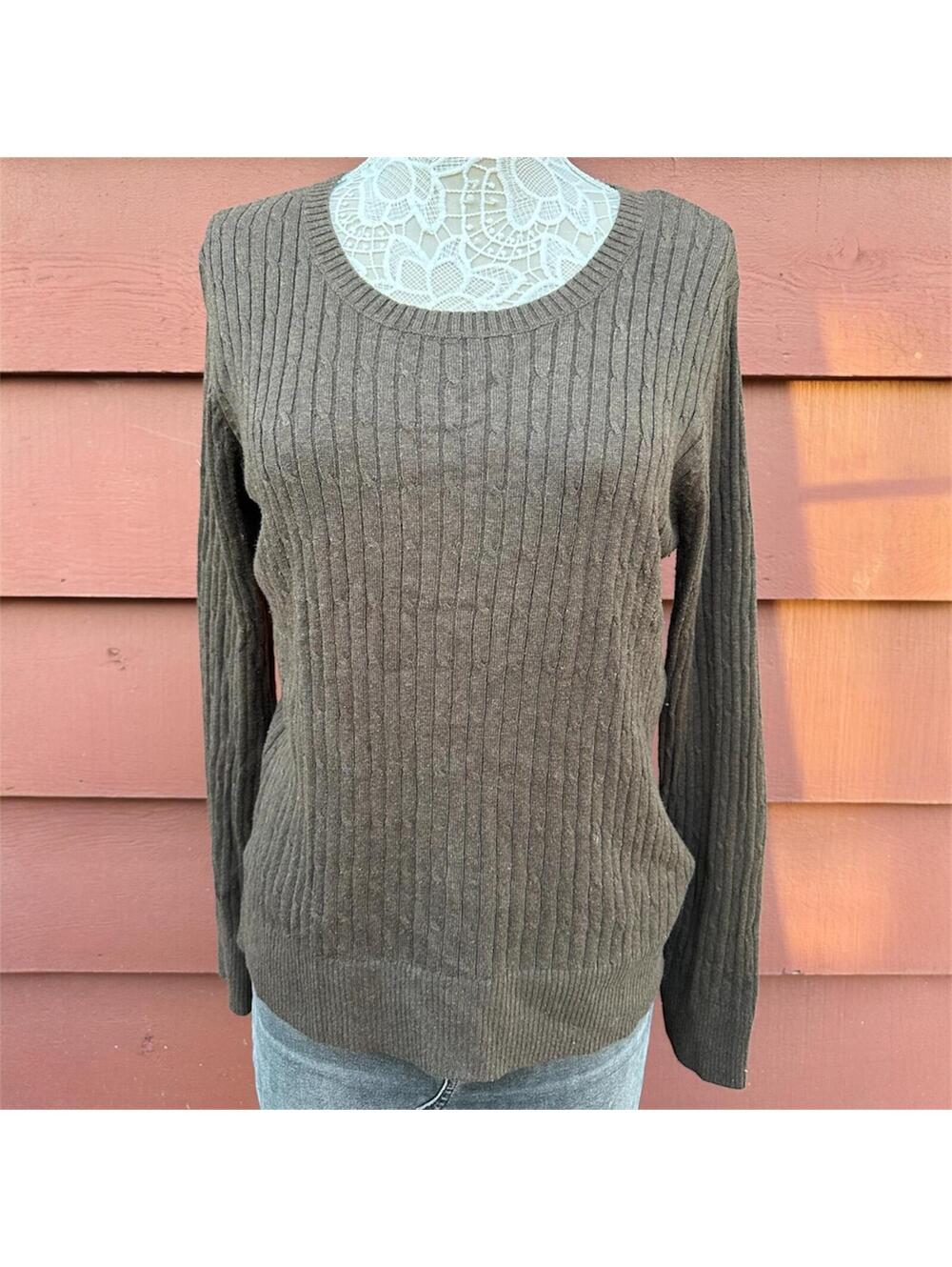 Merona Taupe Brown Micro Cable Knit Sweater Dark Academia Quiet